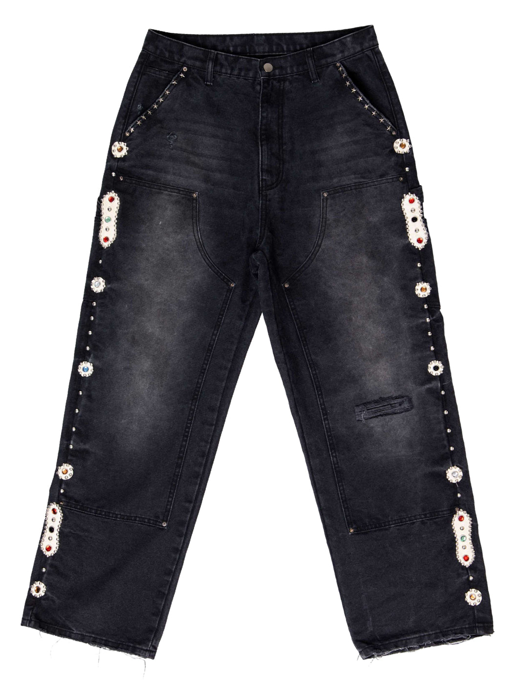 16 O.Z. EMBELLISHED DOUBLE KNEE JEANS