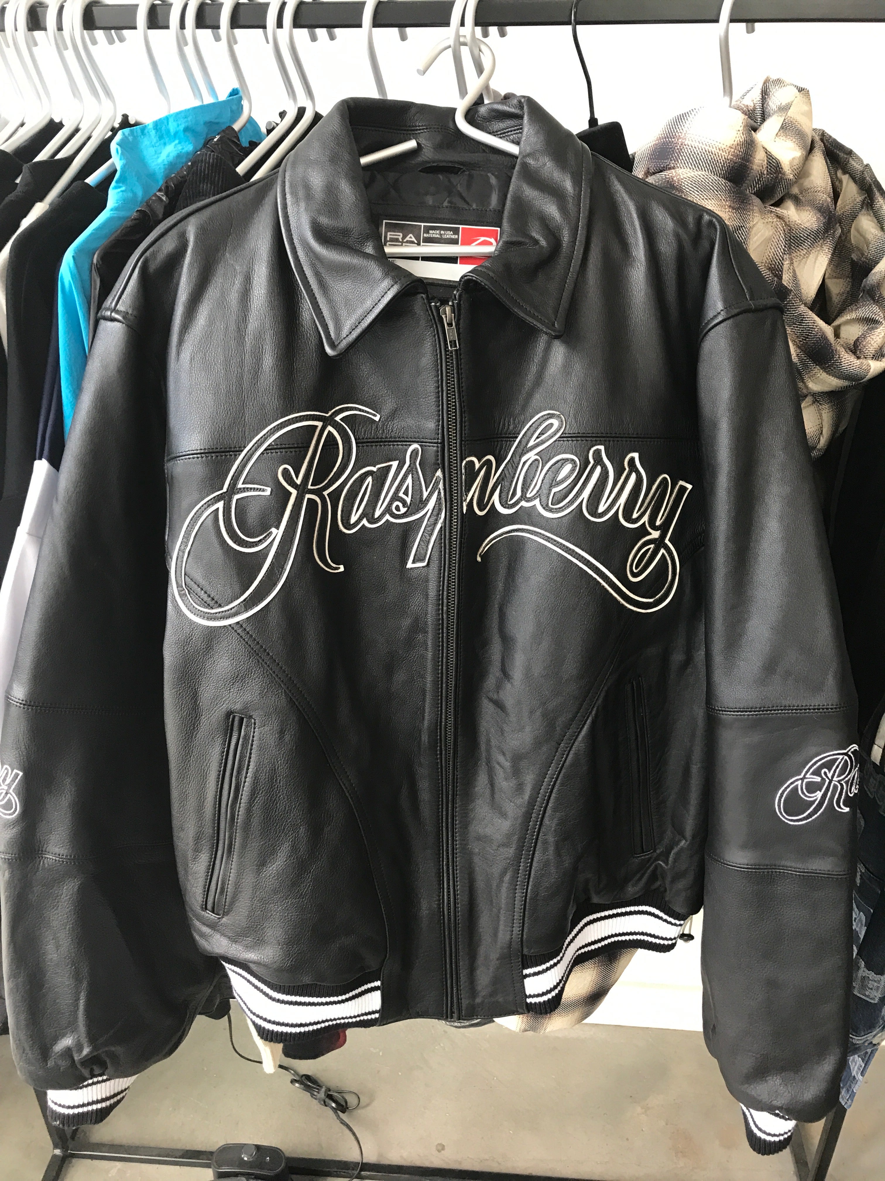 RASPBERRY BLACK LEATHER JACKET
