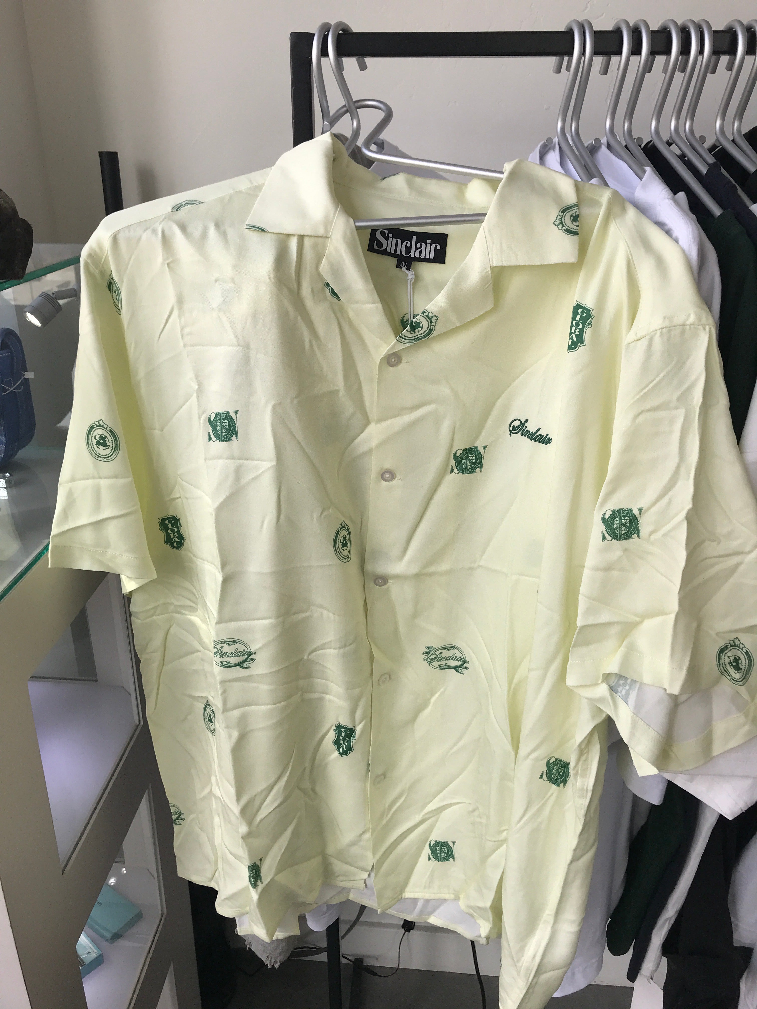 SINCLAIR GREEN/YELLOW BUTTON UP 2XL